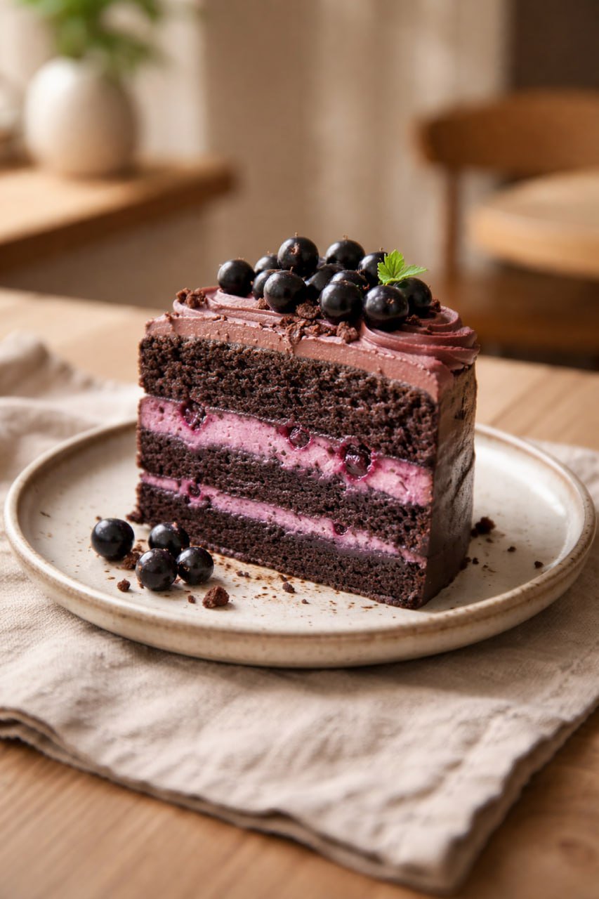 Торт «Шоколадный со смородиной»